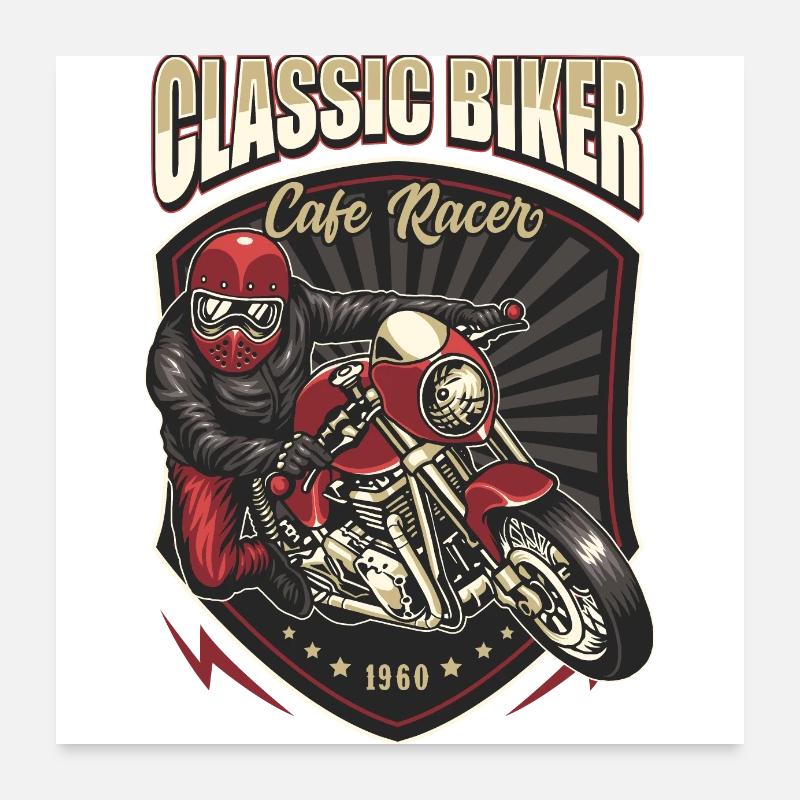 Motard classique - Cafe Racer Poster 60 x 60 cm