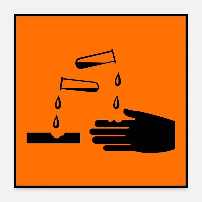 Symbole de danger caustique Poster 60 x 60 cm