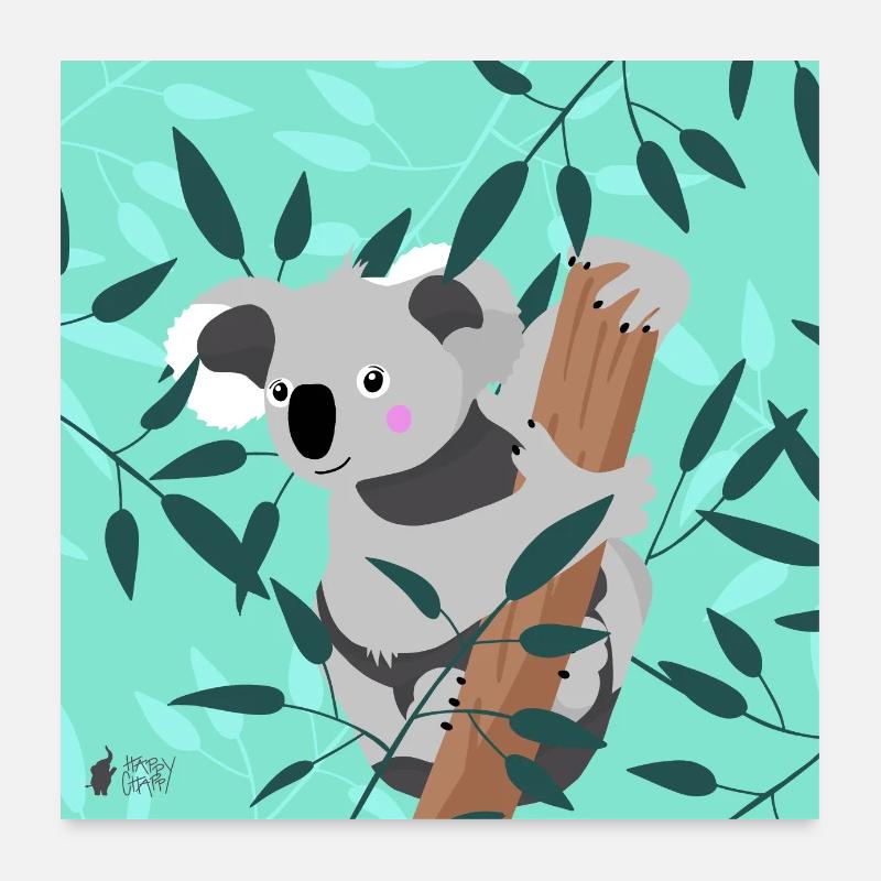 Koalabär mint - Poster 60x60 cm - Weiß