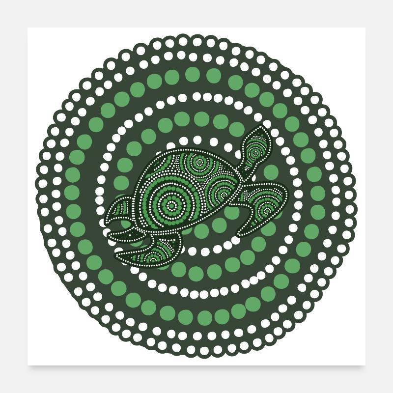 Aborigine-Kunst - Poster 60x60 cm - Weiß