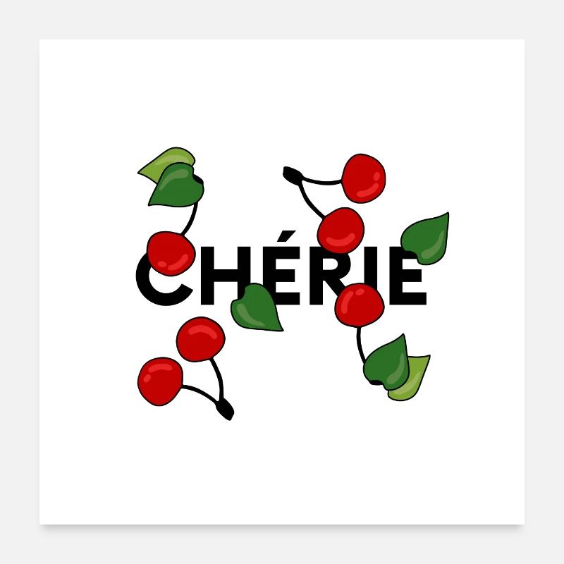 cherry "chérie" statement with cherries Poster 24" x 24" (60x60 cm)