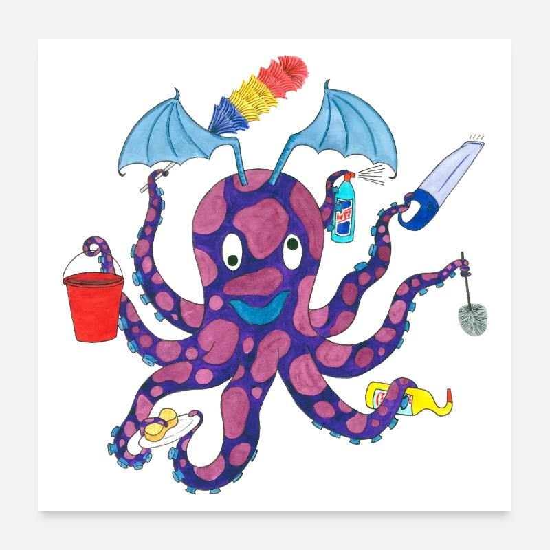 Household Octopus Octopus Octopus Poster 24" x 24" (60x60 cm)