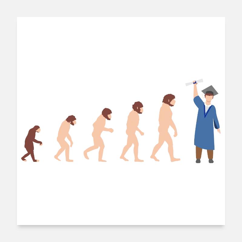 Evolution Abschluss Absolventen Bachelor Geschenk Poster 60x60 cm