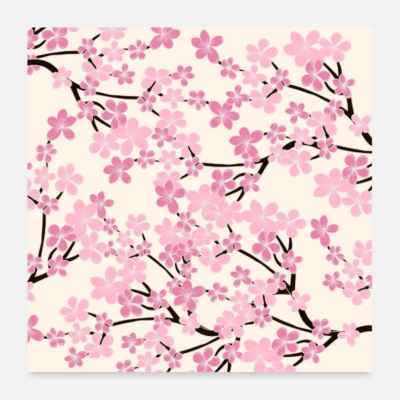 Rosa Kirschblüte Muster - Sakura Poster 60x60 cm