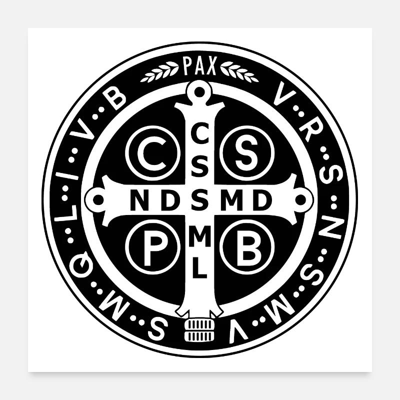 Médaille de Saint Benoît de Nursie - Poster 60 x 60 cm - blanc