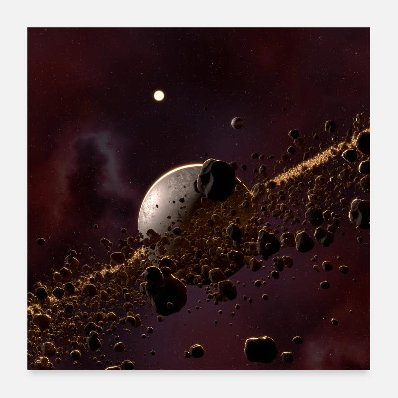 Asteroide ceinture sci-fi Fantasy Rendering image Poster 60 x 60 cm