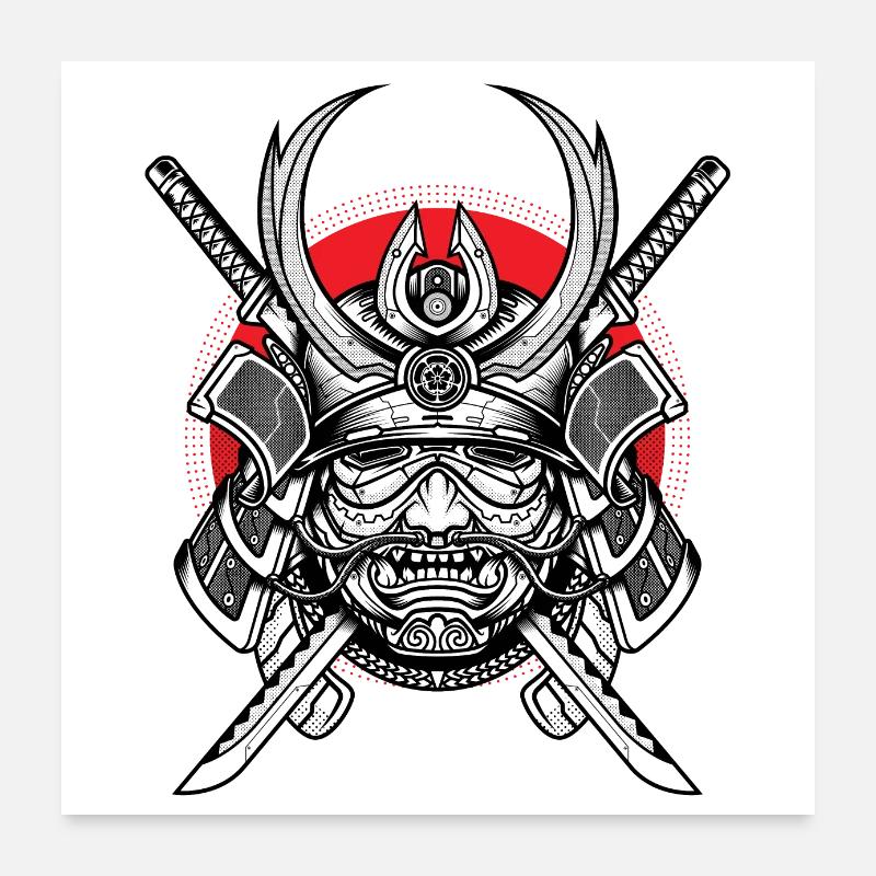 samurai shogun - Poster 60x60 cm - Weiß