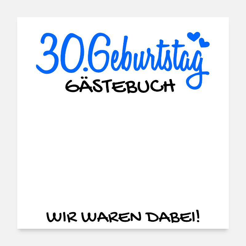 30 Geburtstag Gästebuch Deko Geschenk Poster 60x60 cm