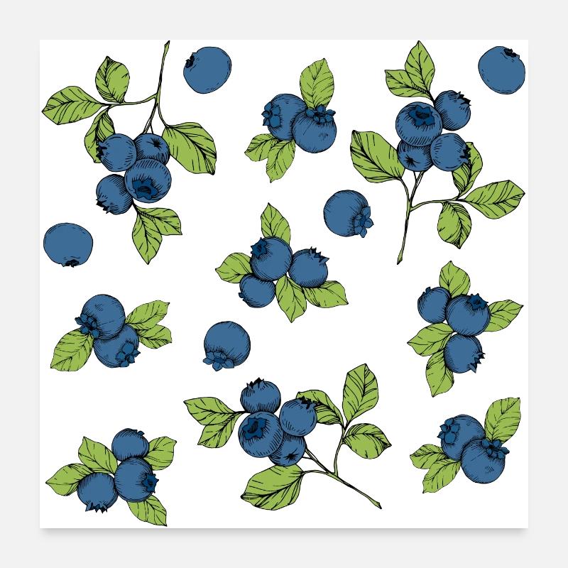 For blueberry lovers: delicious fruit pattern Poster 24" x 24" (60x60 cm)
