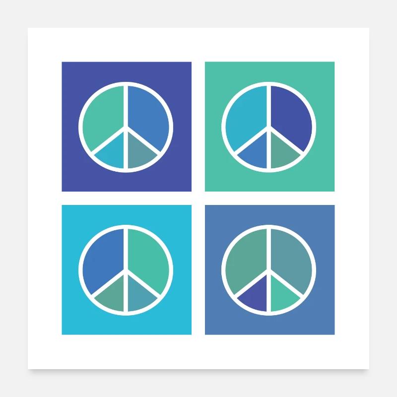 Signe de paix Bleu Poster 60 x 60 cm