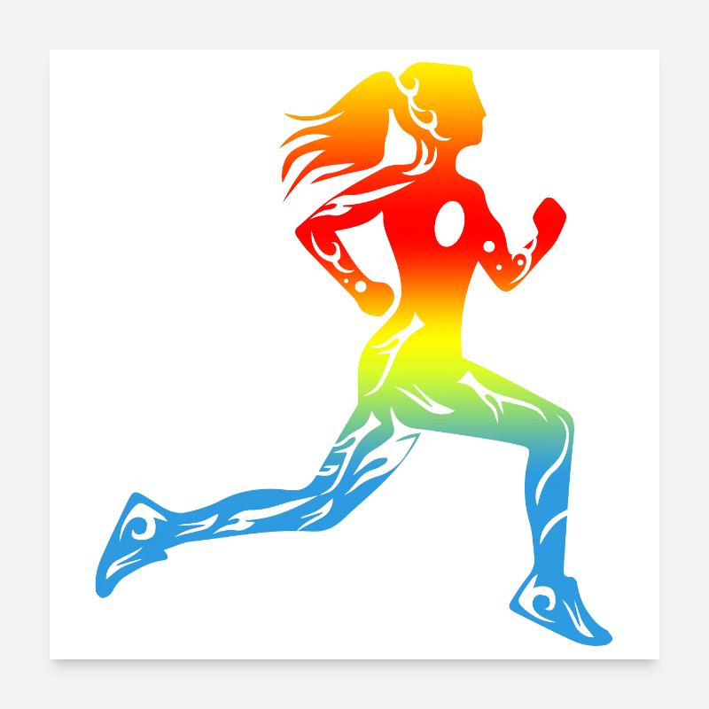 Läufer Laufendes Mädchen Tattoo Design Geschenk - Poster 60x60 cm - Weiß