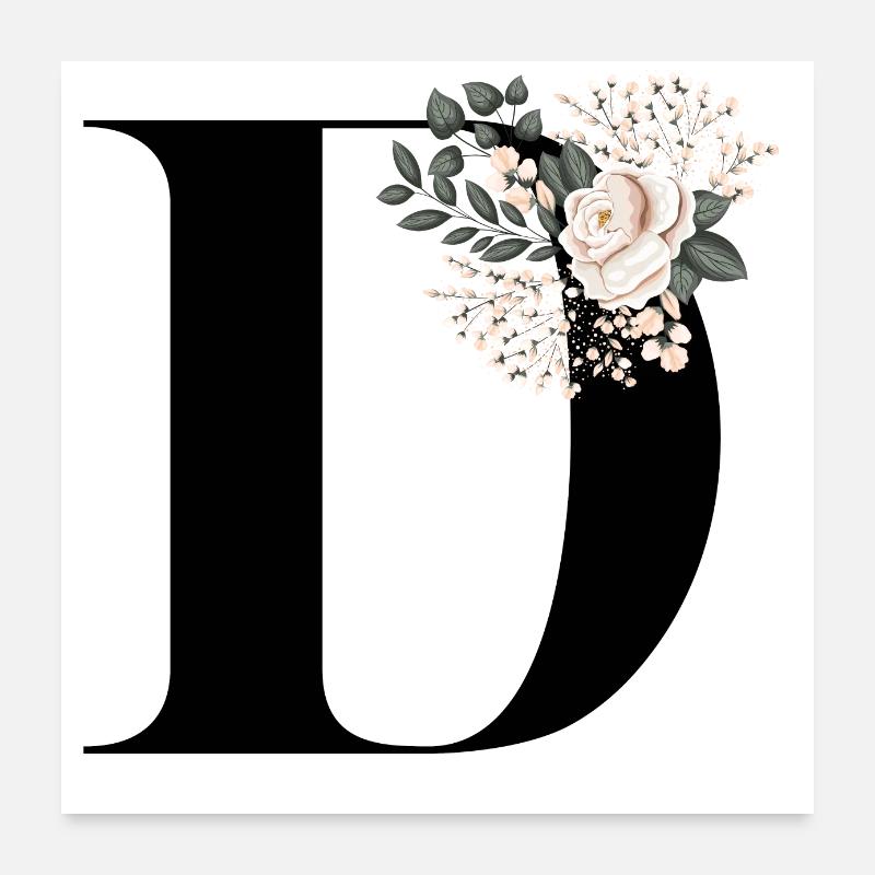 lettre D fleuris Poster 60 x 60 cm
