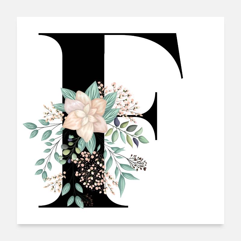 Buchstabe F Blühende Poster 60x60 cm