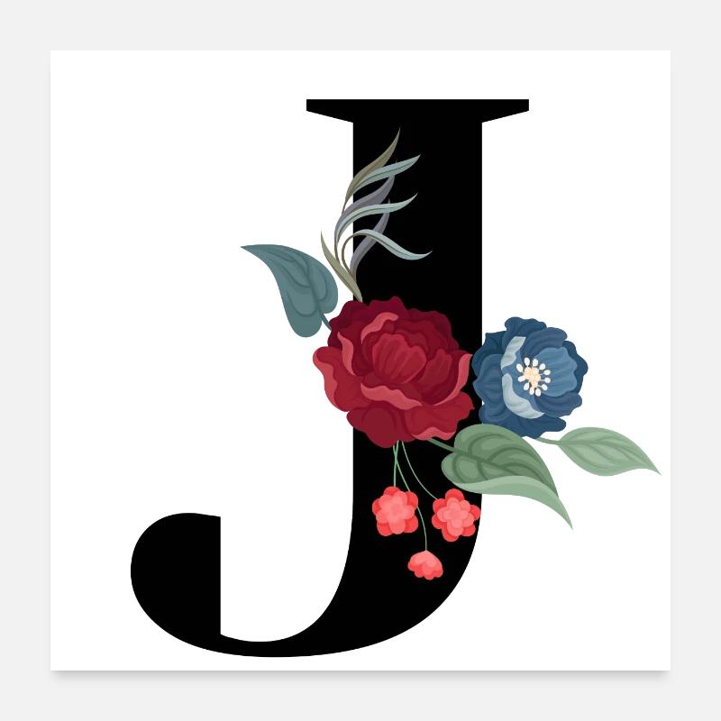 lettre j fleuris Poster 60 x 60 cm