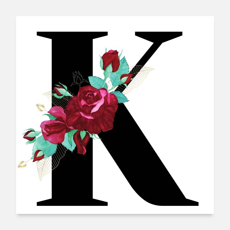 lettre k fleuris Poster 60 x 60 cm