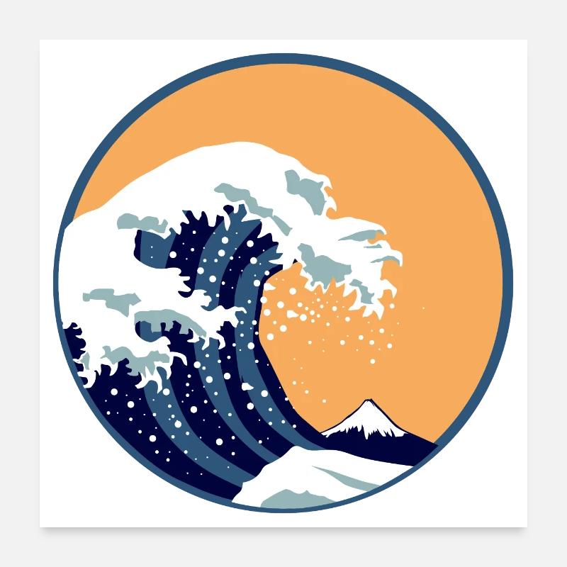 Waves The Big Wave Before Kanagawa Retro Art Gift Poster 24" x 24" (60x60 cm)