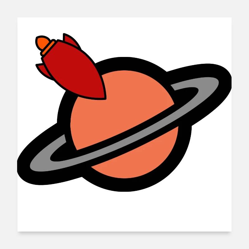 direction la planète Saturne Poster 60 x 60 cm