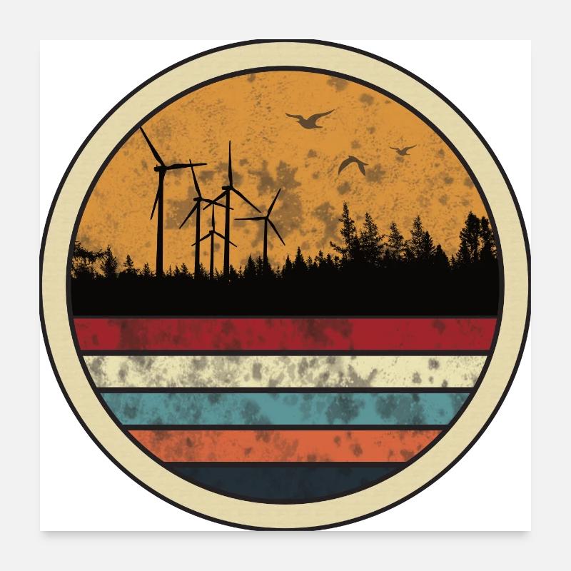 Wind farm at sunset - renewable energy Poster 24" x 24" (60x60 cm)