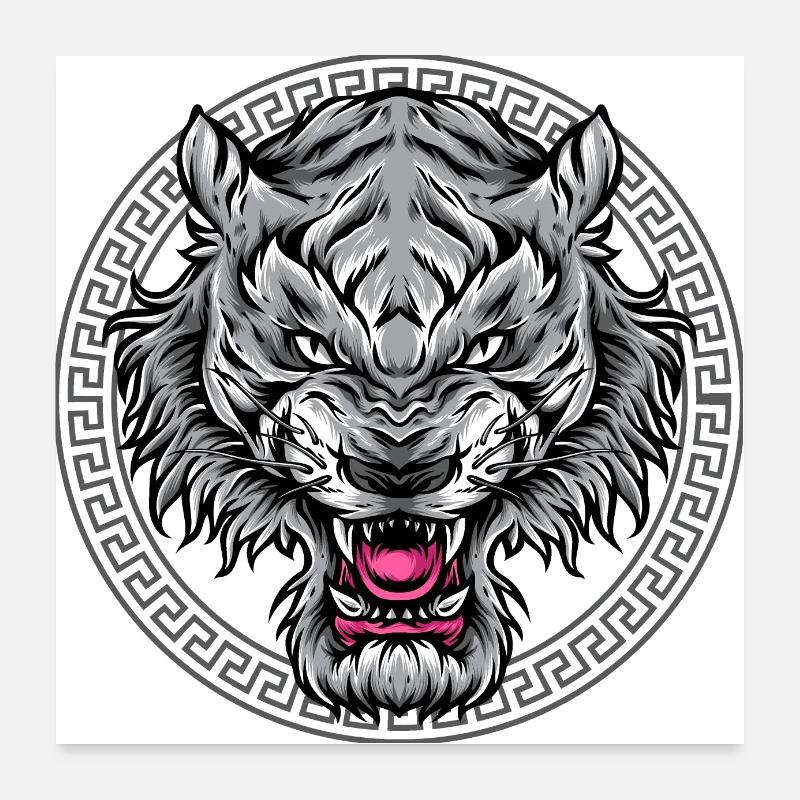 TIGER - Poster 60 x 60 cm - blanc