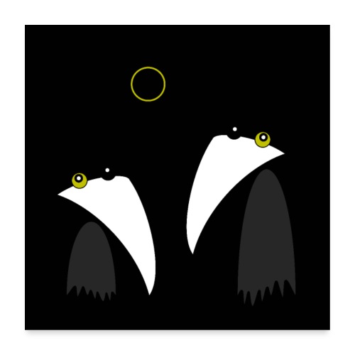 Raving Ravens - lunar eclipse - Poster 24 x 24 (60x60 cm)