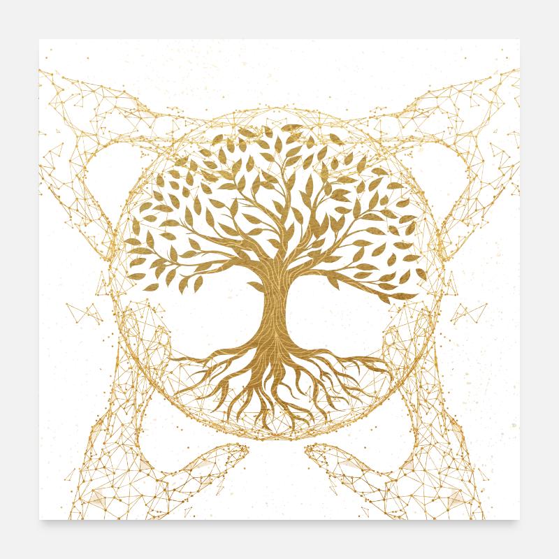 ALL-EINS-SEIN - Lebensbaum Olivenbaum Tree of life Poster 60x60 cm