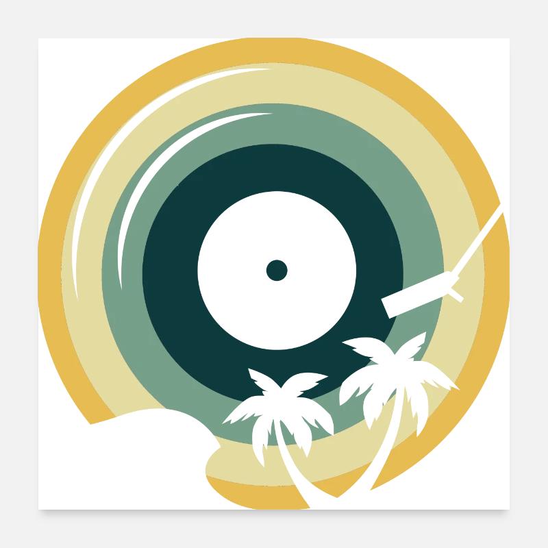 Vinyl Record Summer Sun Vibes Retro Sunset Poster 60x60 cm