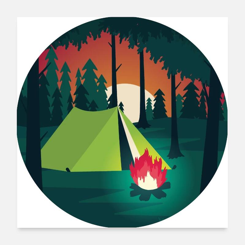 Camping Forest Clothing Shirt Cap Cup Poster 24" x 24" (60x60 cm)