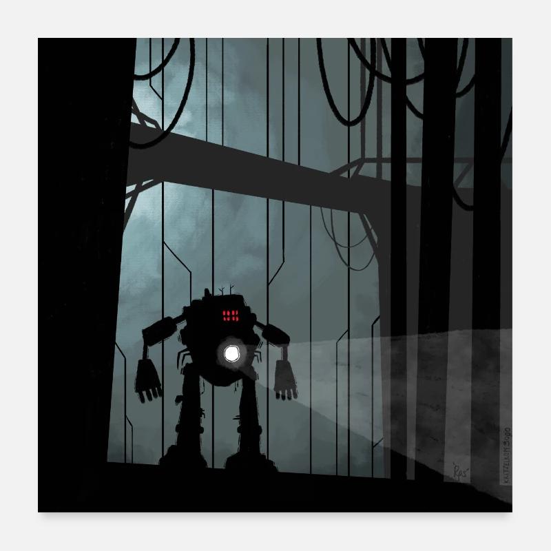 Roboter - Poster 60x60 cm - Weiß