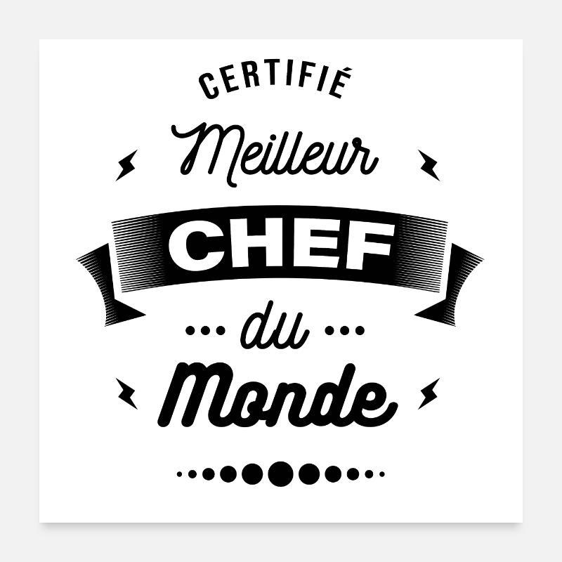 CERTIFIÉ MEILLEUR CHEF DU MONDE - Poster 60 x 60 cm - blanc