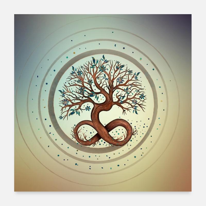 Baum des Lebens - Unendlichkeit Spirale Poster 60x60 cm