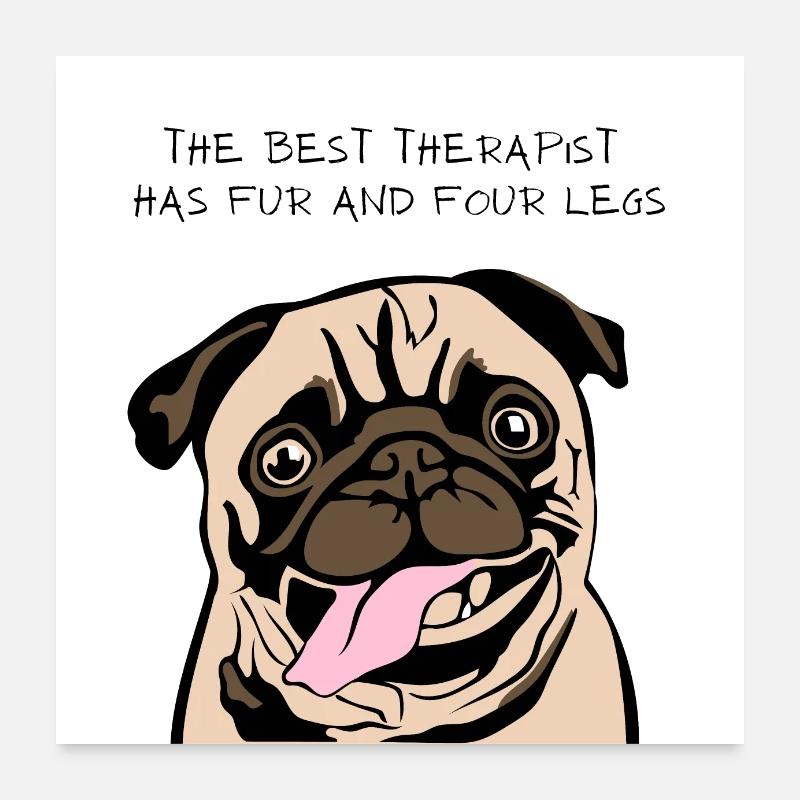 Thérapeute Pug Poster 60 x 60 cm