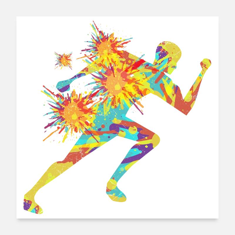 Splash Runner Jogger Marathon Halbmarathon Gift - Poster 60x60 cm - Weiß