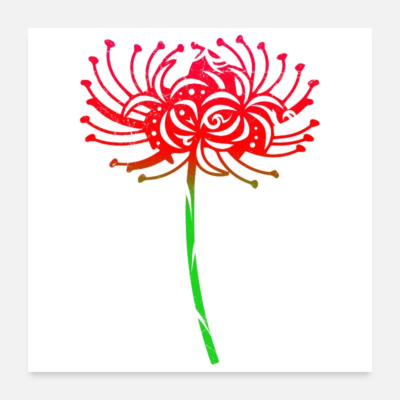 Rouge lys fleurs tatouage tribale cadeau Poster 60 x 60 cm
