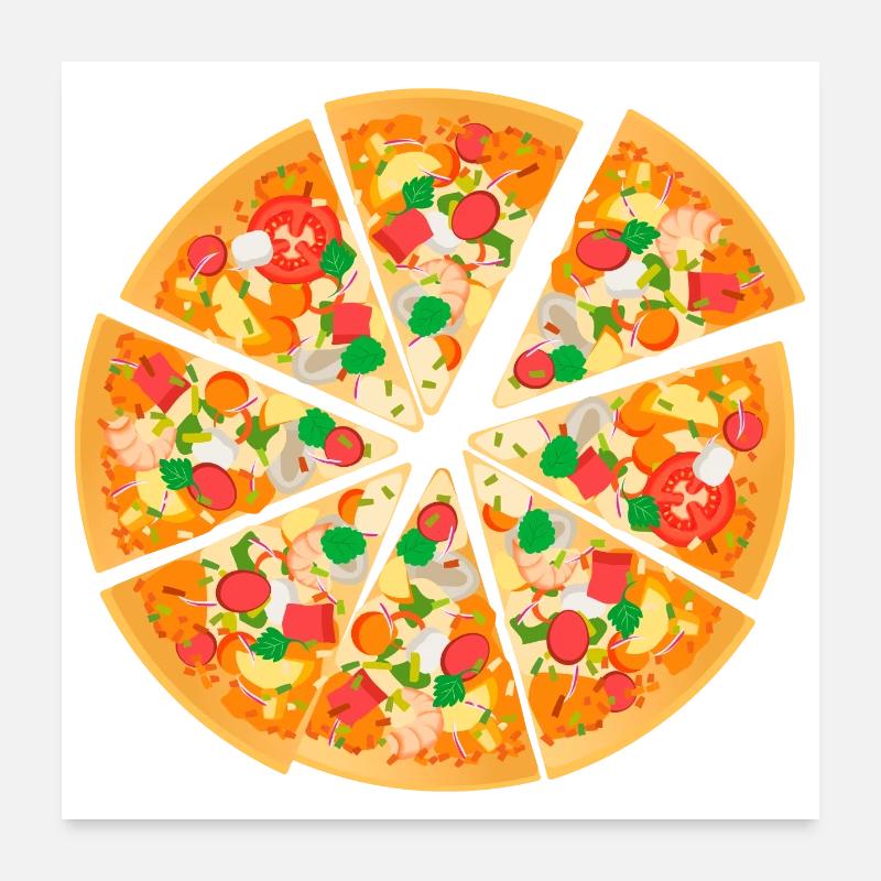 Pizza - Poster 60x60 cm - Weiß