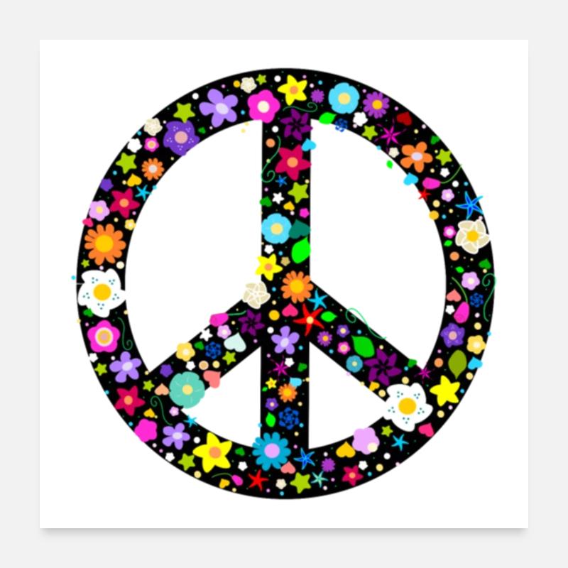 Fleurs de paix - Poster 60 x 60 cm - blanc