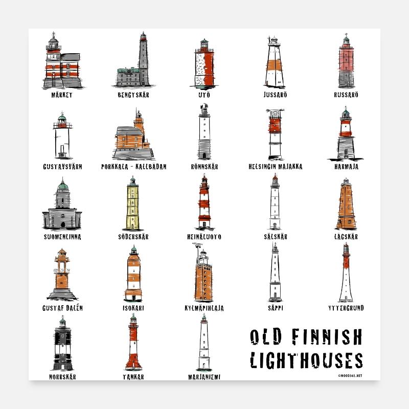 FINNISH LIGHTHOUSE Shirts, textiles and gift products Poster 24" x 24" (60x60 cm)