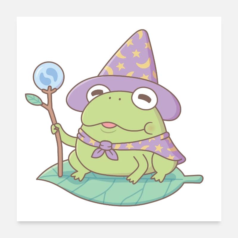 Cute Frog Wizard Magician Poster 24" x 24" (60x60 cm)