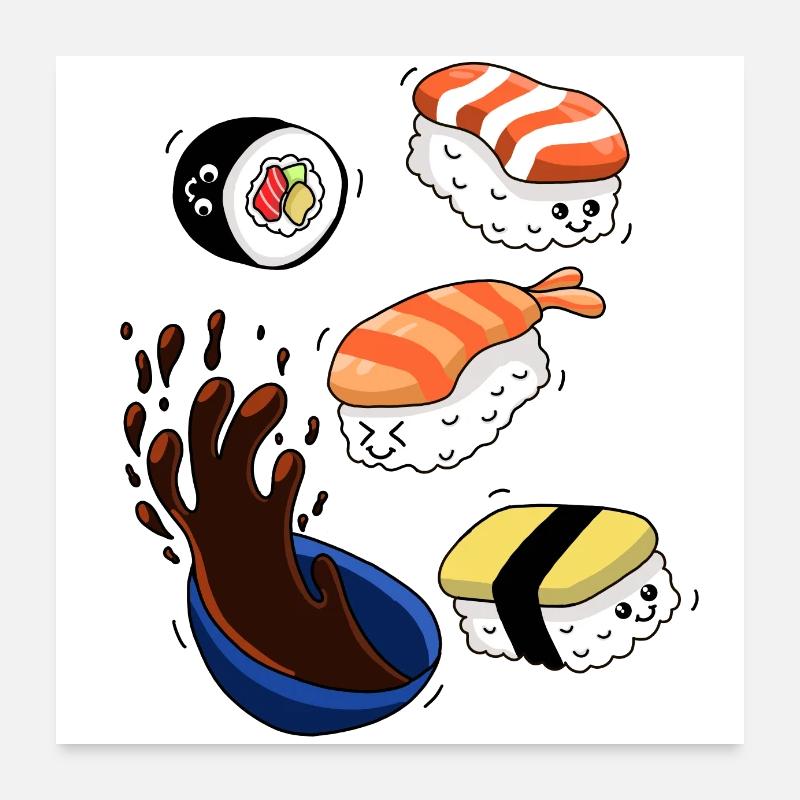 J’adore les sushis Poster 60 x 60 cm