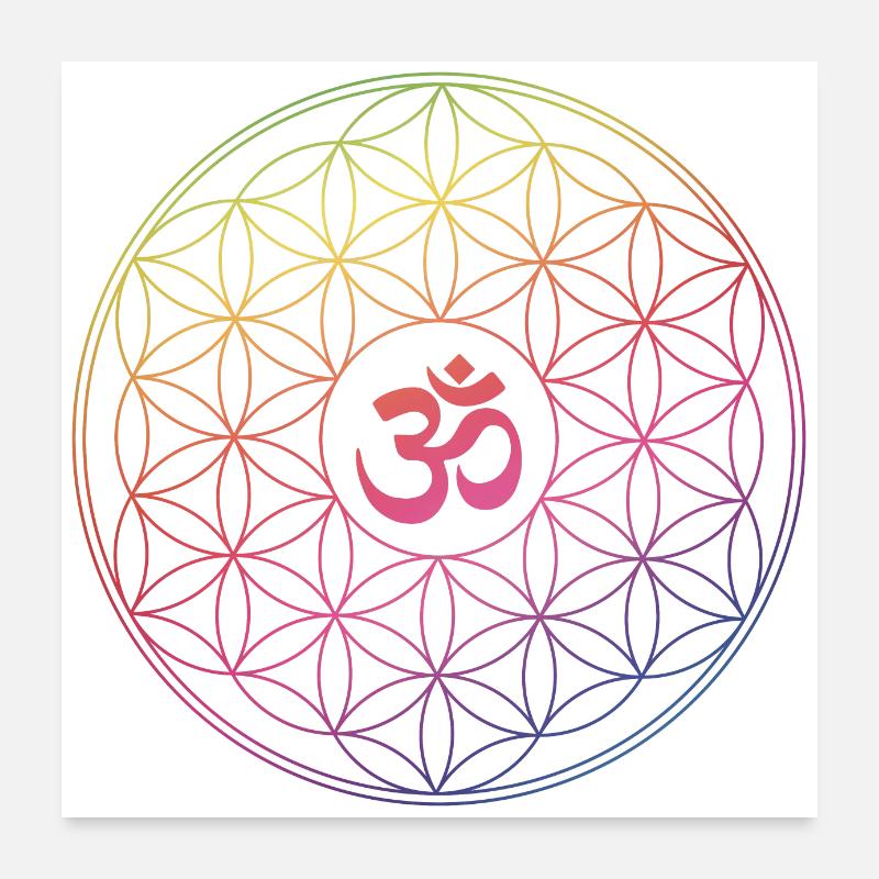Life flower Om Regenogen pattern Poster 24" x 24" (60x60 cm)