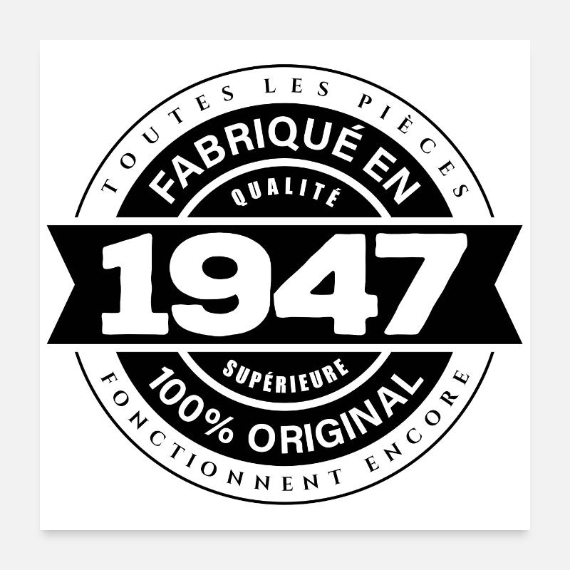 FABRIQUÉ EN 1947 Poster 60 x 60 cm