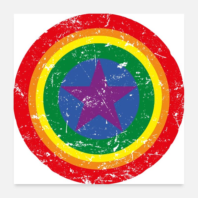 Arc-en-ciel LGBT Bouclier drapeau Poster 60 x 60 cm
