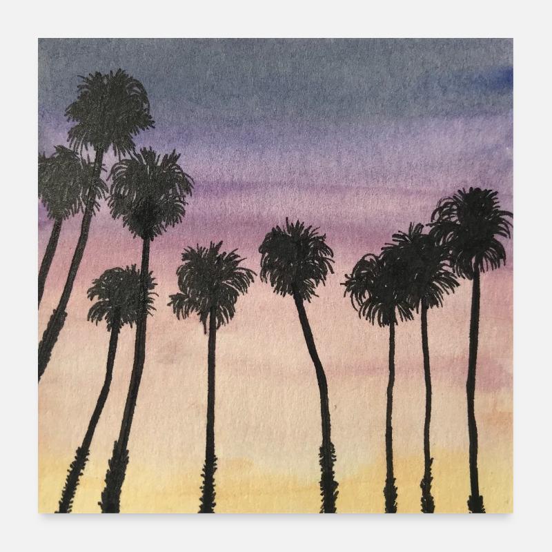 Palm trees at sunrise sunset Poster 24" x 24" (60x60 cm)