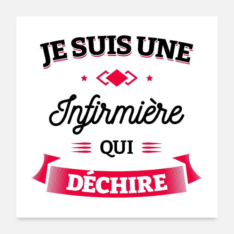 INFIRMIÈRE QUI DÉCHIRE - Poster 60 x 60 cm - blanc