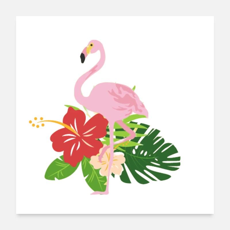 Flamant rose tropical Poster 60 x 60 cm