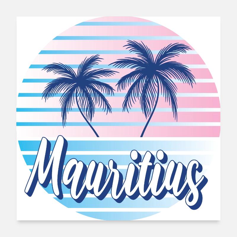 Mauritius Colorful Retro Summer Beach Design Poster 24" x 24" (60x60 cm)