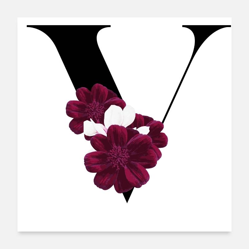 lettre V fleuris Poster 60 x 60 cm