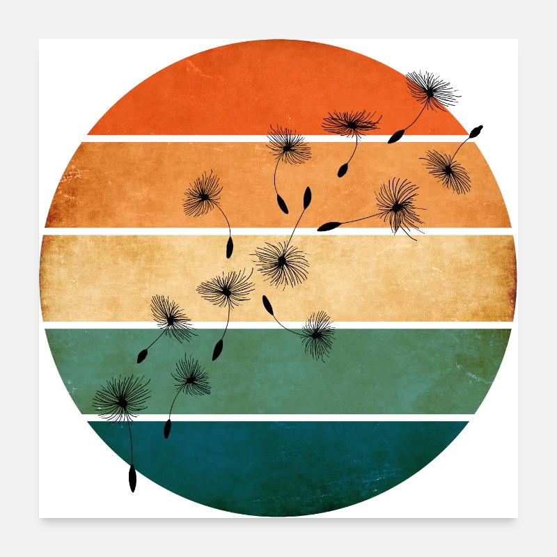 Retro sunset with dandelion Poster 24" x 24" (60x60 cm)
