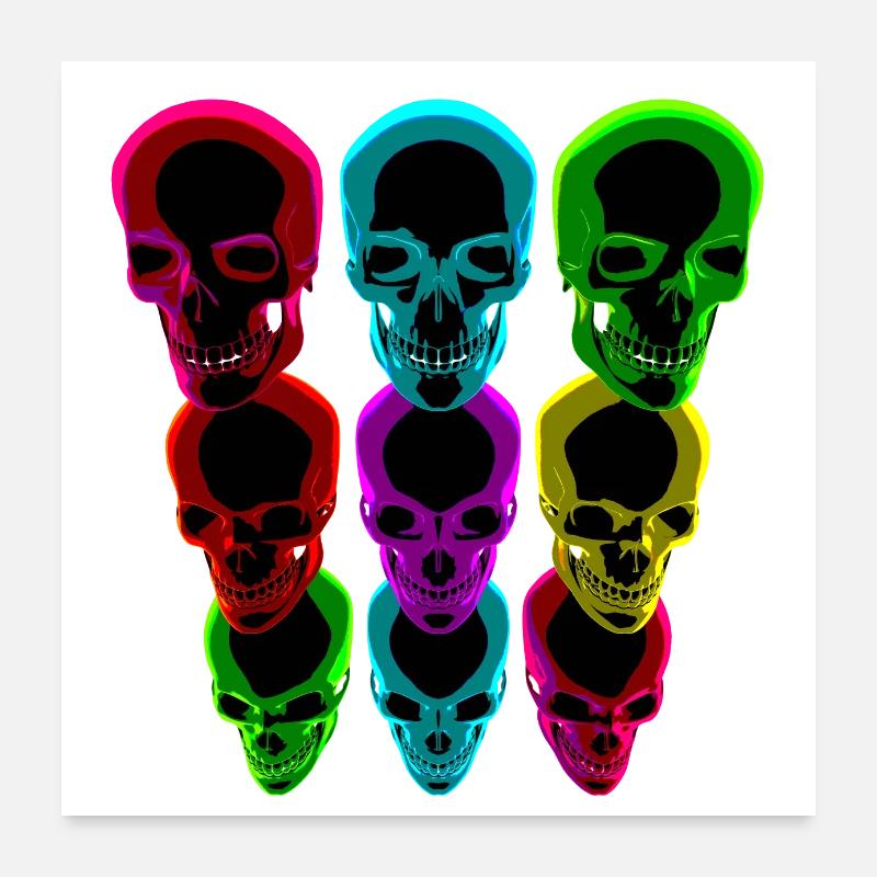 Schädel Abstrakt Totenkopf Design - Poster 60x60 cm - Weiß