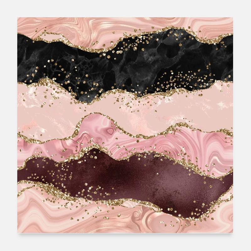 Hübsche Rosa Roségold Glitzer Glam Achat Poster 60x60 cm
