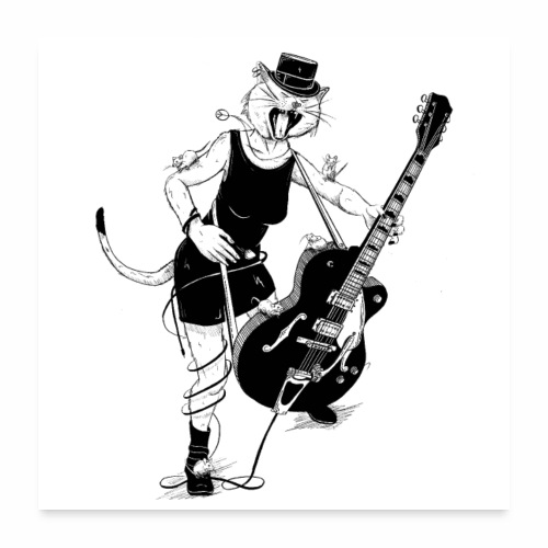 Guitar Cat, Gitarren Katze - Poster 60x60 cm
